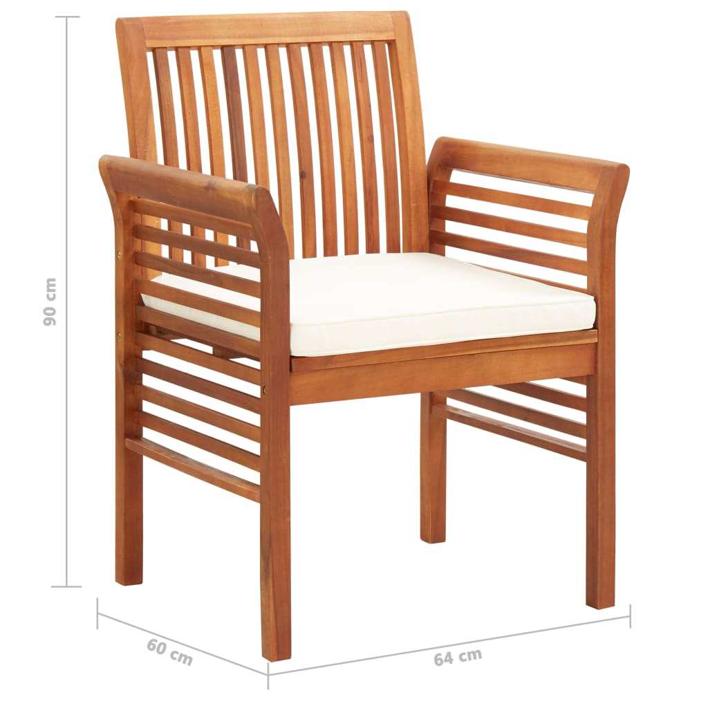 Outdoor Dining Set Brown frame Solid Acacia Wood 5 Piece Set
