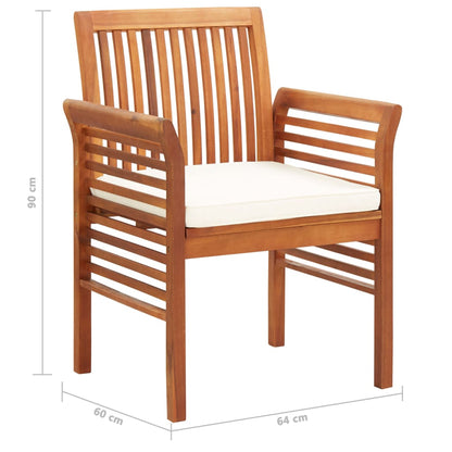 Outdoor Dining Set Brown frame Solid Acacia Wood 5 Piece Set