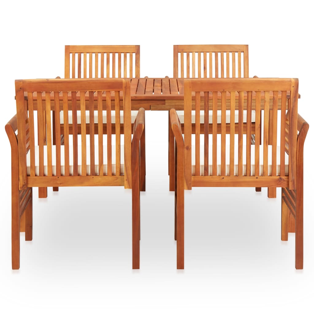 Outdoor Dining Set Brown Solid Wood Acacia 5 Piece Set Durable