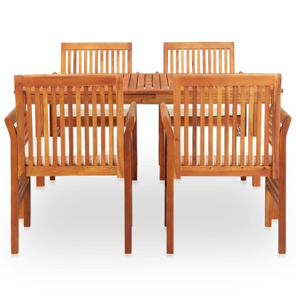 Outdoor Dining Set Brown Solid Wood Acacia 5 Piece Set Durable