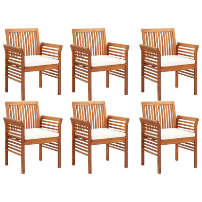 Outdoor Dining Set Brown frame, cream cushions Solid Acacia Wood