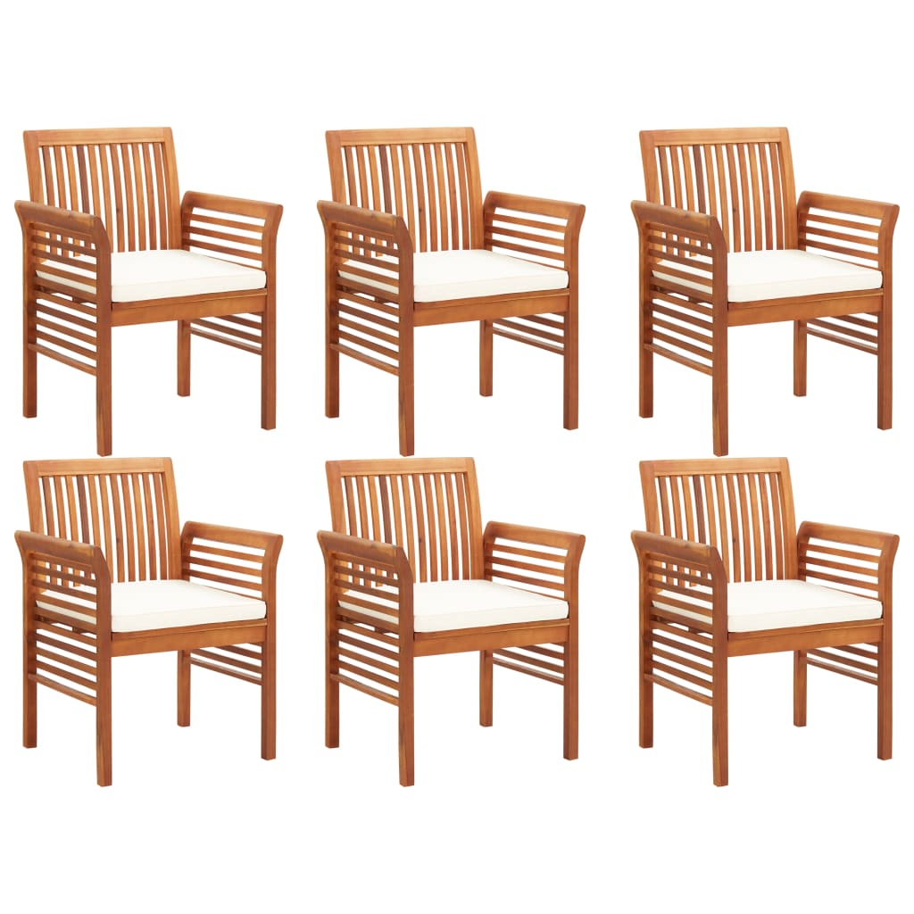 Outdoor Dining Set Brown frame, cream cushions Solid Acacia Wood