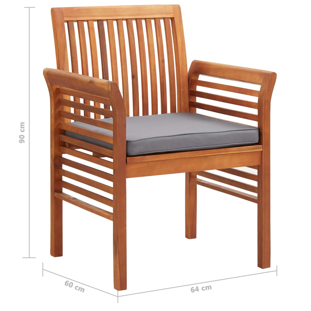Outdoor Dining Set Brown frame with dark grey cushions