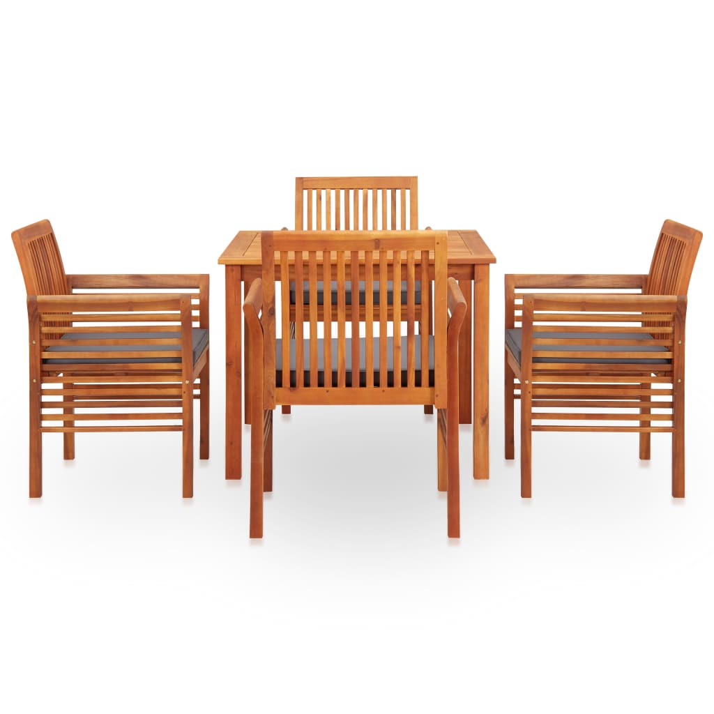 Outdoor Dining Set Brown frame with dark grey cushions