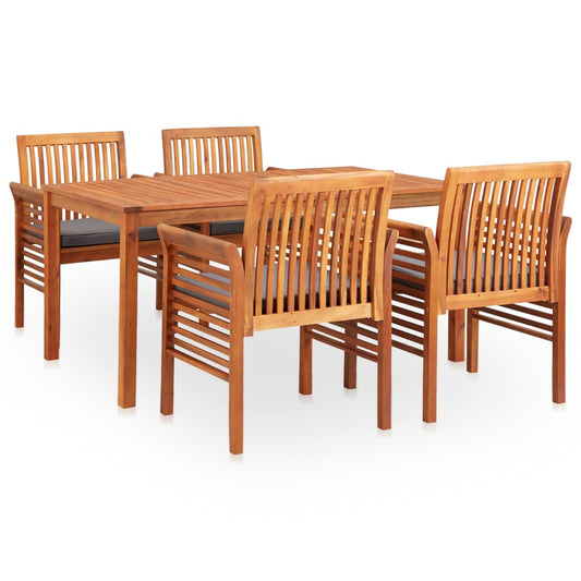 Outdoor Dining Set Brown frame, Dark grey cushions Solid Wood Acacia