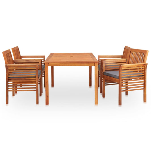 Outdoor Dining Set Brown frame, Dark grey cushions Solid Wood Acacia