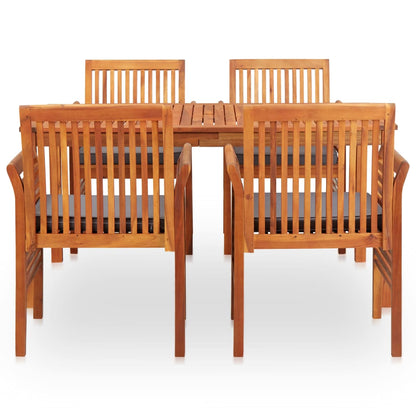 Outdoor Dining Set Brown frame, Dark grey cushions Solid Wood Acacia