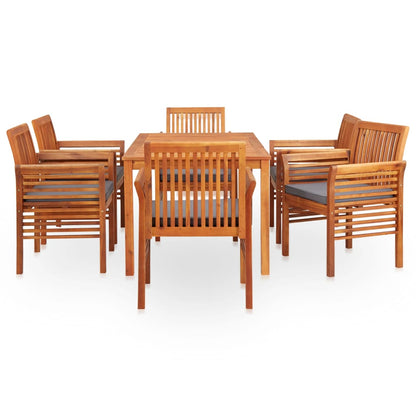 Outdoor Dining Set Brown frame Solid Acacia wood 7-piece set