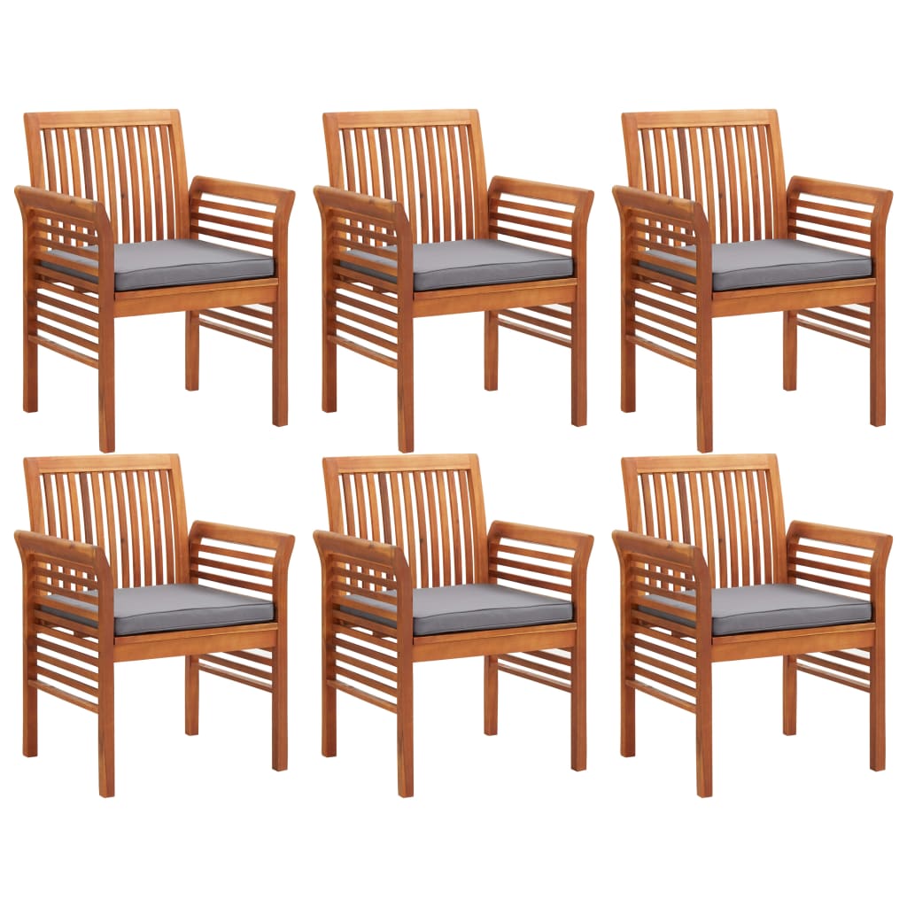 Outdoor Dining Set Brown frame Solid Acacia wood 7-piece set