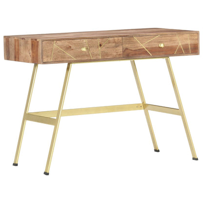 Writing Desk Natural and brass Solid Acacia wood