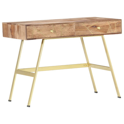 Writing Desk Natural and brass Solid Acacia wood