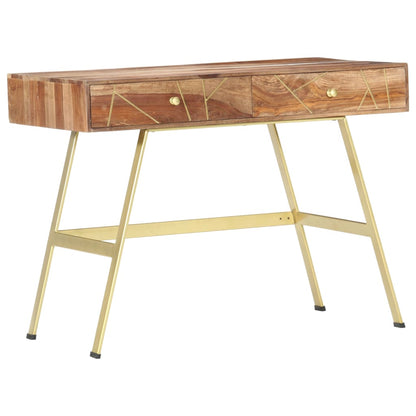Writing Desk Natural and brass Solid Acacia wood