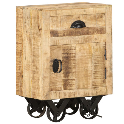 Bedside Cabinet Natural and Black Solid Mango Wood Bedside Cabinet