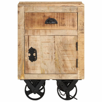 Bedside Cabinet Natural and Black Solid Mango Wood Bedside Cabinet