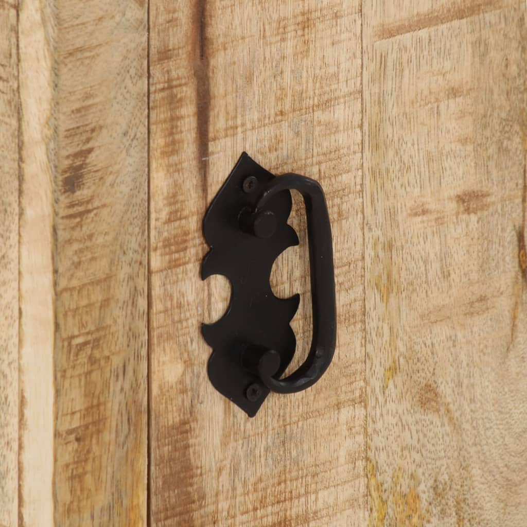 Bedside Cabinet Natural and Black Solid Mango Wood Bedside Cabinet