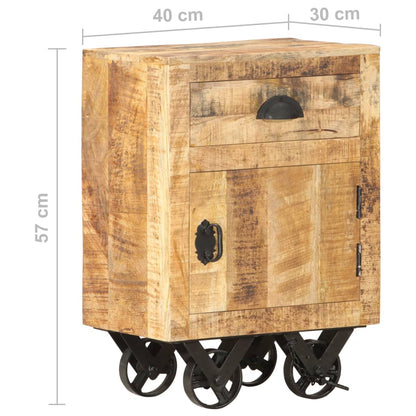 Bedside Cabinet Natural and Black Solid Mango Wood Bedside Cabinet