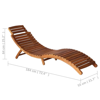Sunlounger With Table Natural Acacia Solid Acacia Wood Standard