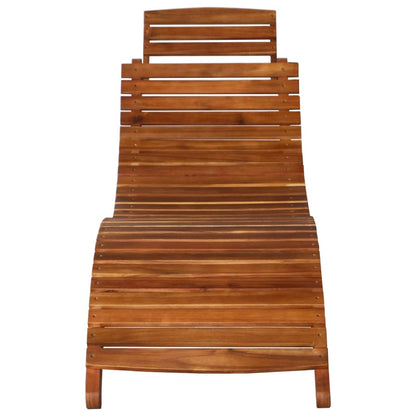Sunlounger With Table Natural Acacia Solid Acacia Wood Standard