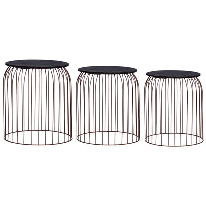 Coffee Table Set of 3 Copper MDF Small Stackable Coffee Table