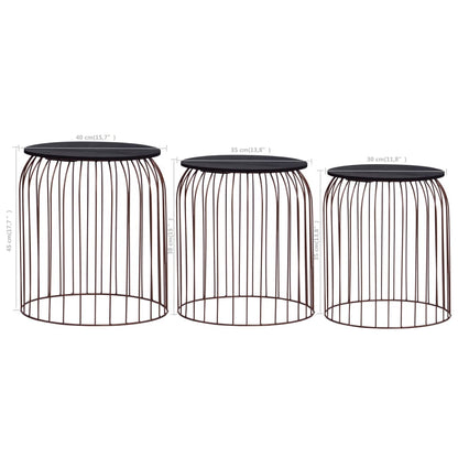 Coffee Table Set of 3 Copper MDF Small Stackable Coffee Table
