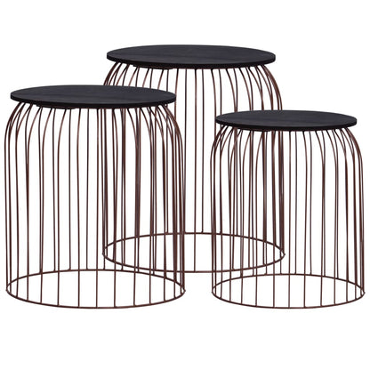 Coffee Table Set of 3 Copper MDF Small Stackable Coffee Table