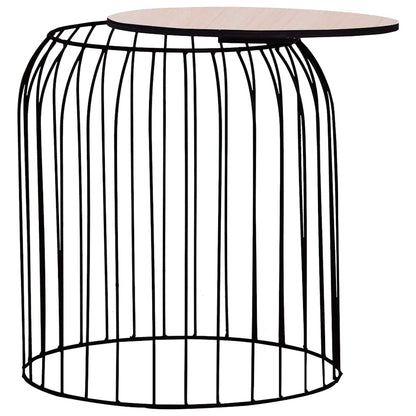 Coffee Table Set of 3 Black Metal, MDF Set of 3 Stackable