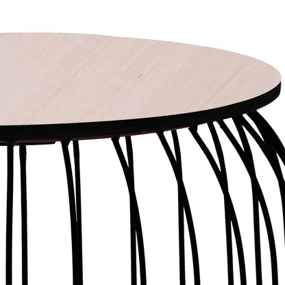 Coffee Table Set of 3 Black Metal, MDF Set of 3 Stackable