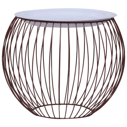 Coffee Table Gold, White Metal, MDF Compact Storage Round