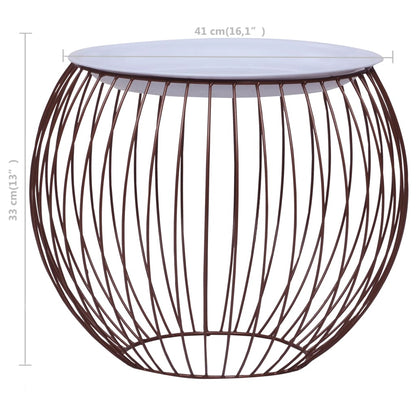 Coffee Table Gold, White Metal, MDF Compact Storage Round