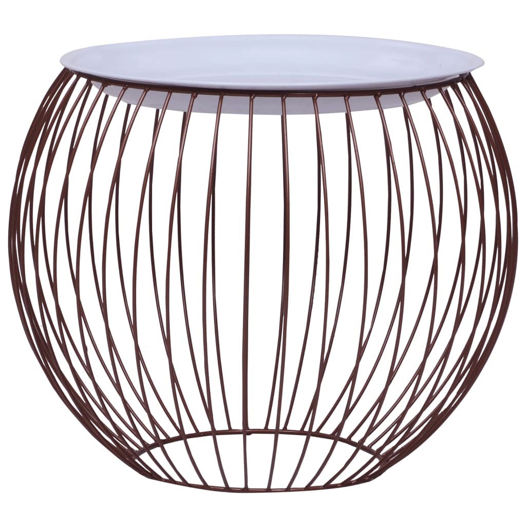 Coffee Table Set of 2 Gold, White Metal, MDF Large, Small