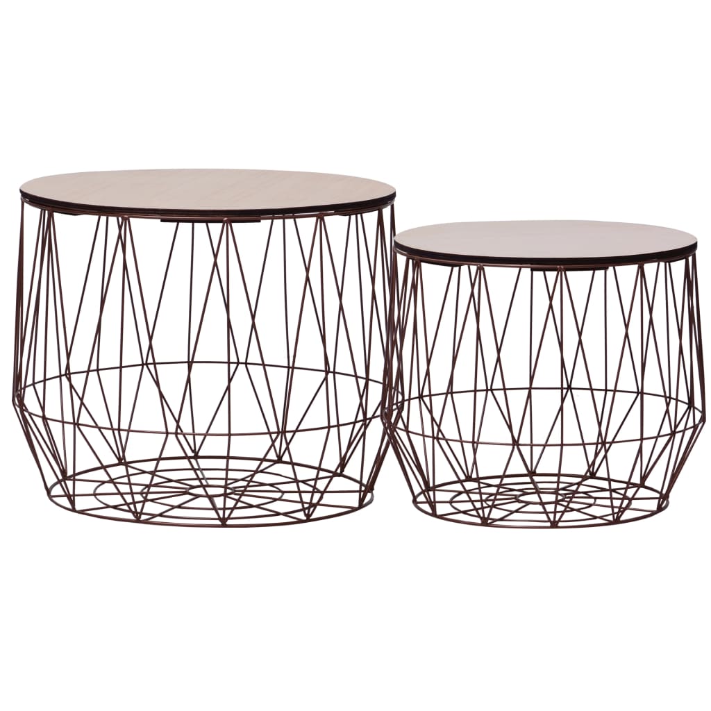 Coffee Table Set of 2 Copper Metal Small Detachable