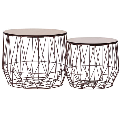 Coffee Table Set of 2 Copper Metal Small Detachable