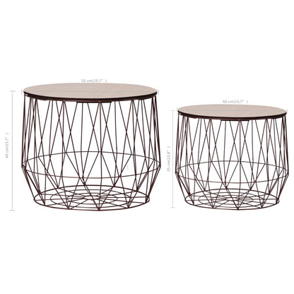 Coffee Table Set of 2 Copper Metal Small Detachable