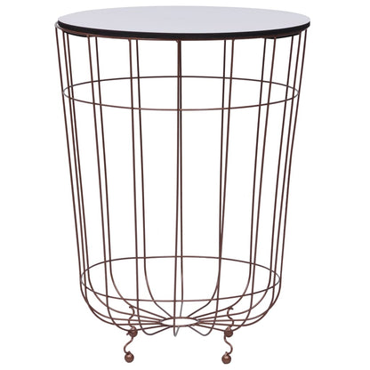 Coffee Table Gold, White Metal, MDF 15.7 in across