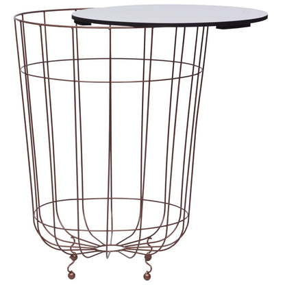 Coffee Table Gold, White Metal, MDF 15.7 in across
