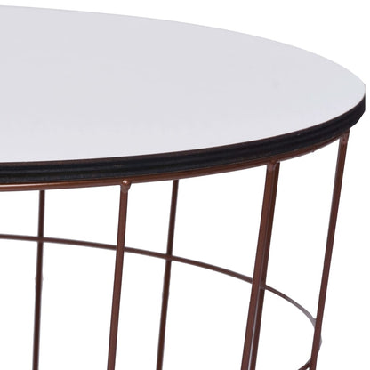 Coffee Table Gold, White Metal, MDF 15.7 in across