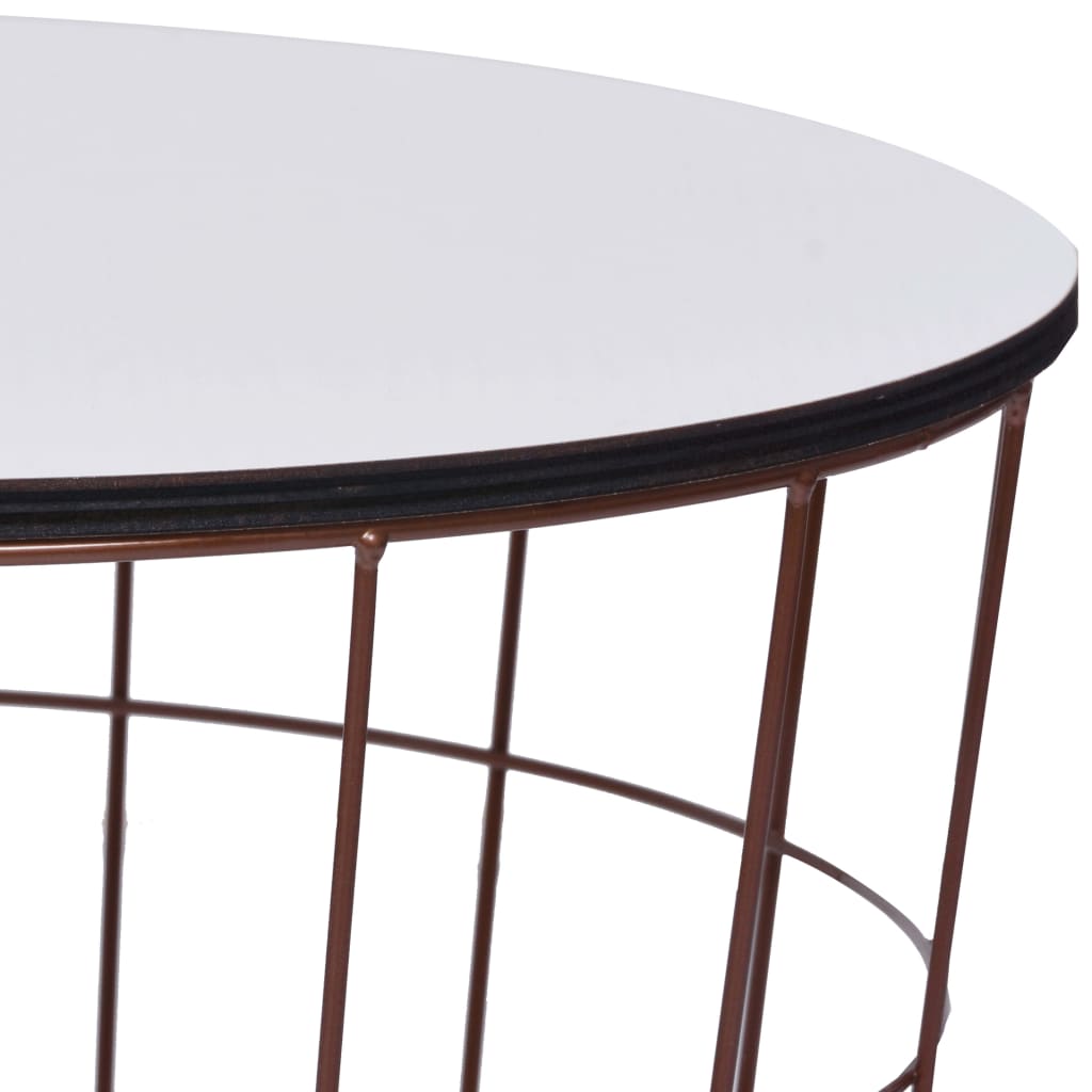 Coffee Table Gold, White Metal, MDF 15.7 in across