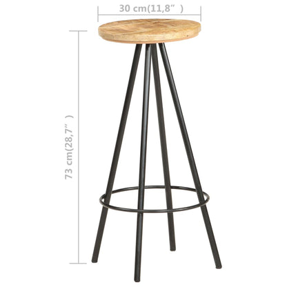 Bar Stool Set of 2 Brown and black Rough mango wood, iron