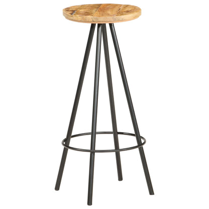 Bar Stool Set of 2 Brown and black Rough mango wood, iron