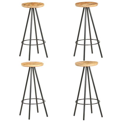 Bar Stool Set of 4 Brown and Black