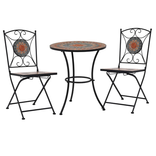 Mosaic Bistro Set Terracotta, Gray, Orange
