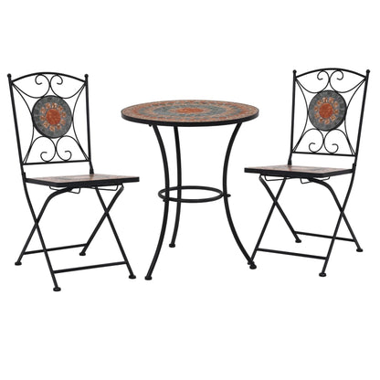 Mosaic Bistro Set Terracotta, Gray, Orange