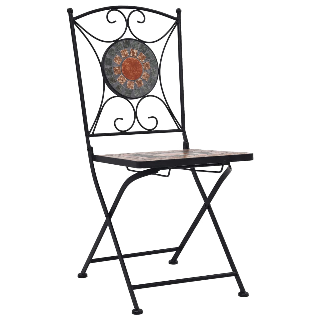 Mosaic Bistro Set Terracotta, Gray, Orange
