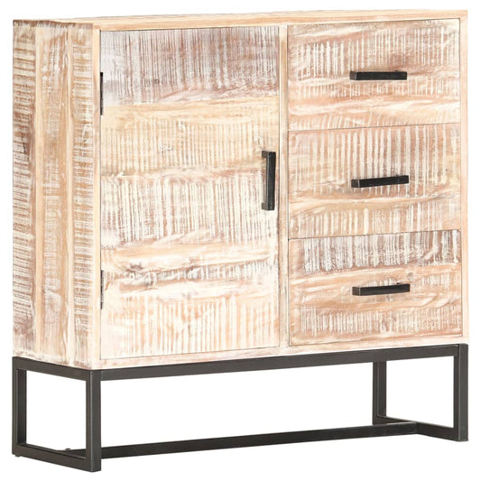 Sideboard White Solid Acacia wood, Powder-Coated Steel