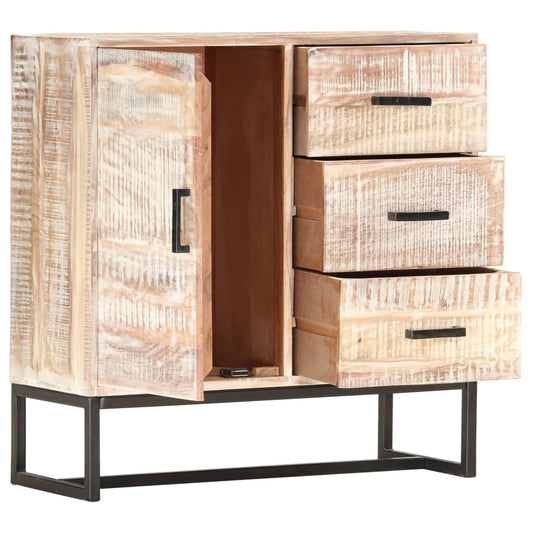Sideboard White Solid Acacia wood, Powder-Coated Steel