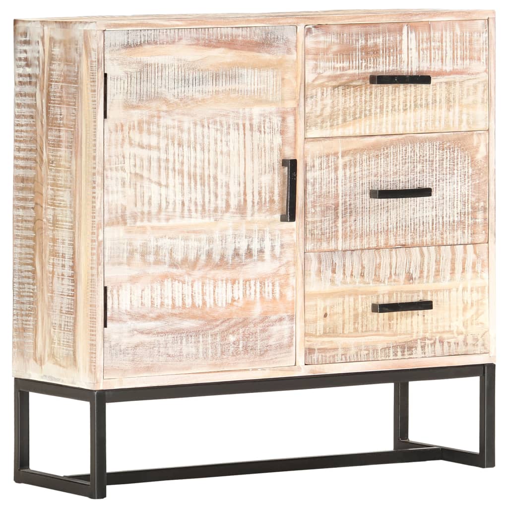 Sideboard White Solid Acacia wood, Powder-Coated Steel