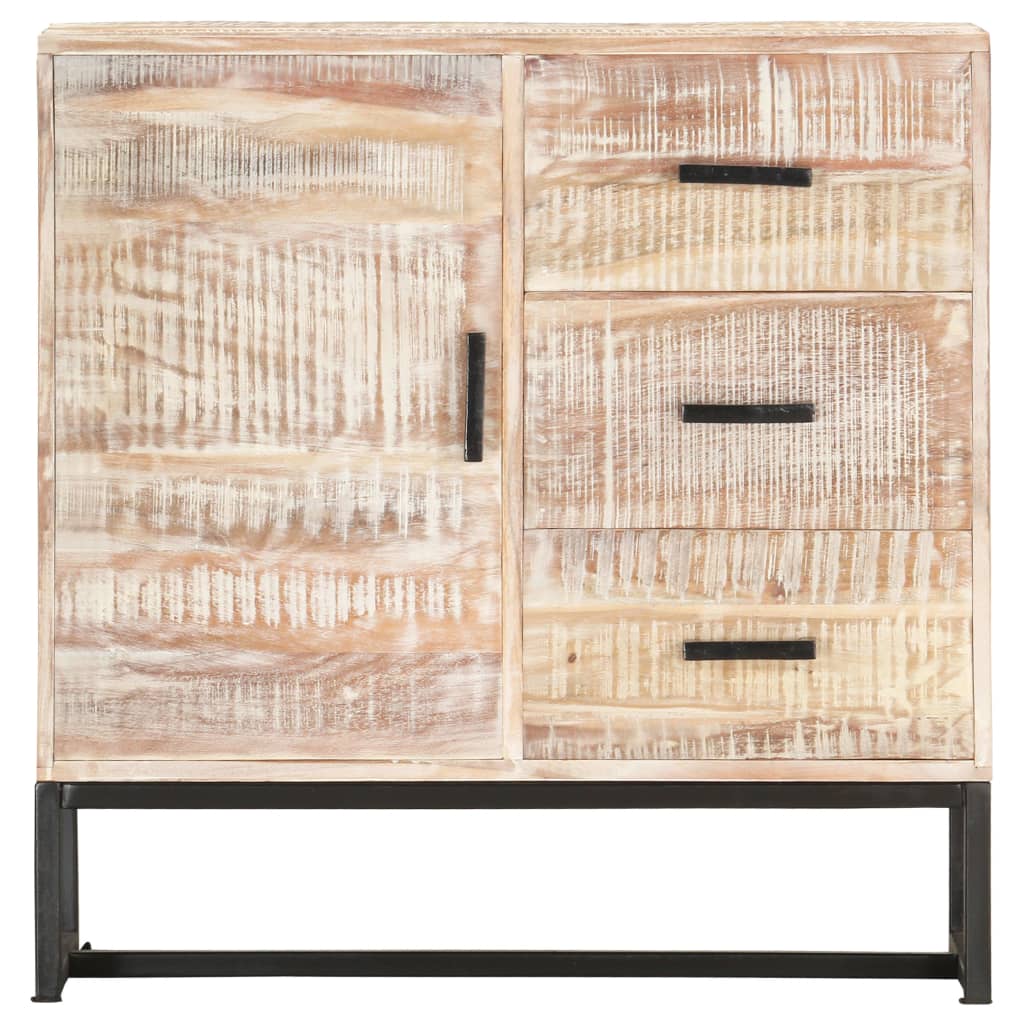 Sideboard White Solid Acacia wood, Powder-Coated Steel
