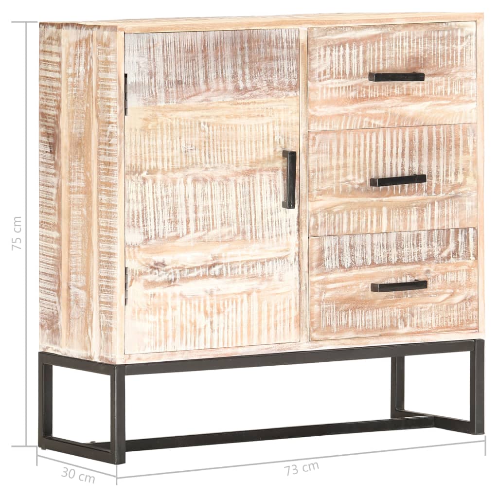 Sideboard White Solid Acacia wood, Powder-Coated Steel