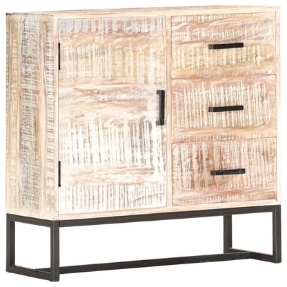 Sideboard White Solid Acacia wood, Powder-Coated Steel
