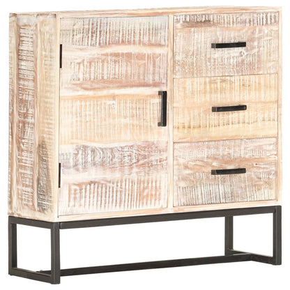 Sideboard White Solid Acacia wood, Powder-Coated Steel